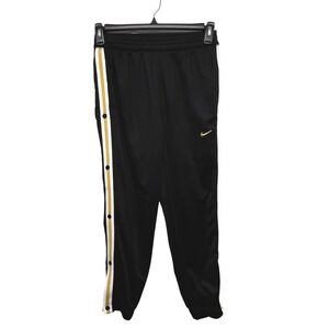 VTG Nike Kids Snap‎ Breakaway Track Pants Black Gold White Stripe Large RN56323